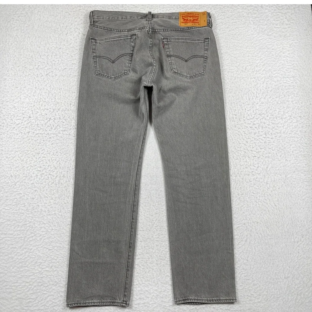 Levis Jeans Mens 33x30 Grey 501 Original Fit Button Fly Classic Streetwear